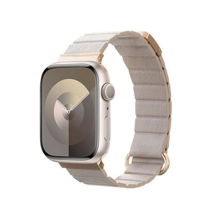 Crong Eclipse - Magnetisches Lederarmband für Apple Watch 38/40/41/42 mm (Beige)