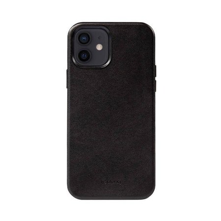 Crong Essential Cover - pouzdro z eko kůže pro iPhone 12 / iPhone 12 Pro (černé)