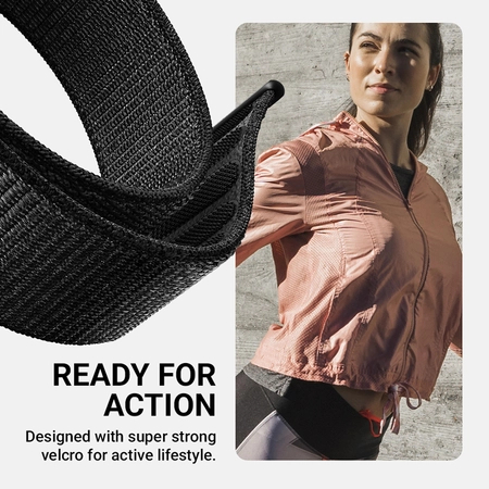 Crong Nylon - Sportovní řemínek pro Apple Watch 44/45/46/49 mm (noční šedý)