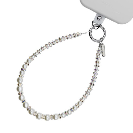 Smycz do Telefonu Crong Phone Charm Zawieszka na Nadgarstek z Kamieniami Silver Beads