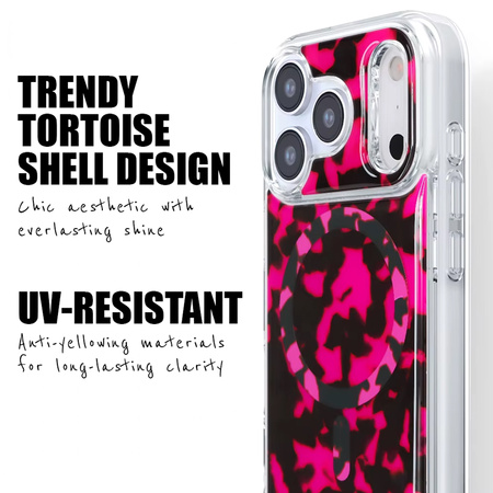 Crong Deluxe MAG Cover - iPhone 17 Pro Max MagSafe Case (Pink Tortoise)