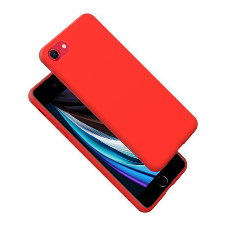Etui Crong Color Cover do iPhone SE 2020 / 8 / 7 Silikonowe Czerwone z Mikrofibrą