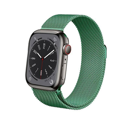 Crong Milano Steel – Каишка от неръждаема стомана за Apple Watch 44/45/46/49 мм (зелена)