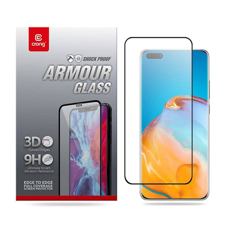 Szkło Hartowane do Huawei P40 Pro Crong 3D Armour Glass 9H Ochronne na Cały Ekran + Ramka Instalacyjna