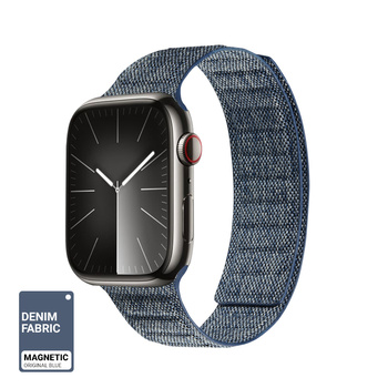 Crong Melange - Magnetický řemínek pro Apple Watch 42/44/45/49 mm (modrá melanž)