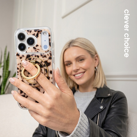 Suport magnetic pentru telefon Crong Deluxe RING Holder - MagSafe (broască țestoasă blondă)