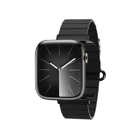 Crong Eclipse - Mágneses Bőr Apple Watch Szíj 44/45/46/49 mm (Fekete)