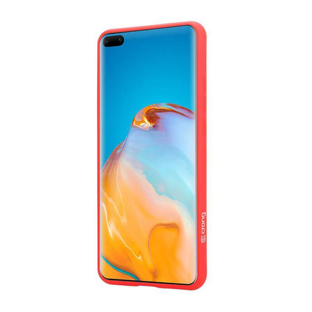 Etui Crong Color Cover do Huawei P40 Silikonowe Czerwone z Mikrofibrą