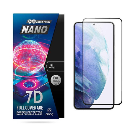 Crong 7D Nano Flexible Glass - nerozbitné hybridní sklo 9H pro celou obrazovku telefonu Samsung Galaxy S21+