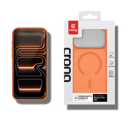 Crong Hybrid Matte Magnetic - MagSafe калъф за iPhone 17 Pro Max (оранжев)