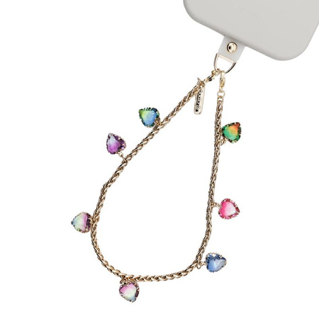 Crong Phone Charm Rainbow Hearts – łańcuszek do telefonu na nadgarstek z kamieniami