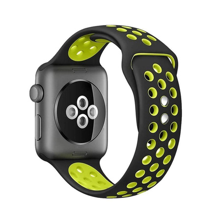 Crong Duo Sport - Λουράκι για Apple Watch 42/44/45/49 mm (μαύρο/lime)