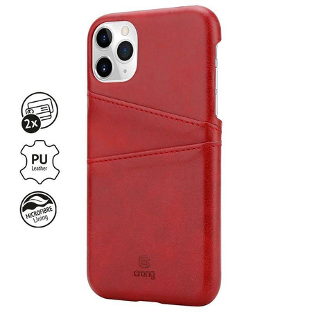 Etui Crong Neat Cover do iPhone 11 Pro Skórzane Czerwone z Kieszeniami