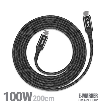 Crong Armor Link - 100W PD 5A USB-C to USB-C Cable 200cm (Black)