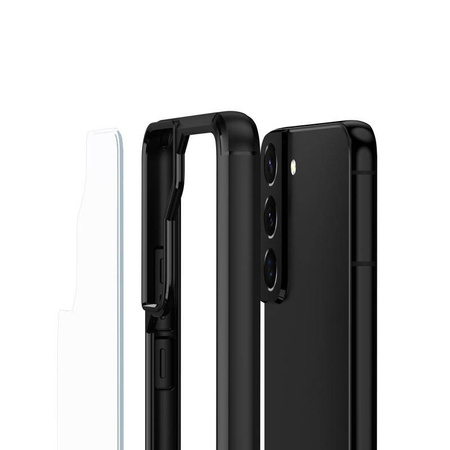 Funda híbrida transparente Crong para Samsung Galaxy S22+ (negra)