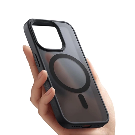 Crong Hybrid Frost MAG Cover - Funda con MagSafe para iPhone 16 Pro Max (negro)