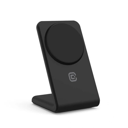 Crong MagSpot Stand - Cargador inalámbrico 2 en 1 con MagSafe para iPhone y AirPods (Shadow Black)