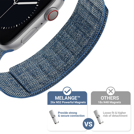 Crong Melange - Magnetický řemínek pro Apple Watch 44/45/46/49 mm (modrá melanž)
