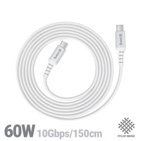 Crong Armor Link - 60W PD 3A USB-C na USB-C kabel 150cm (bílý)
