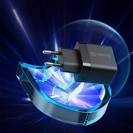 Szybka Ładowarka do Telefonu Crong Ultra Compact GaN 35W 2x USB C Czarna