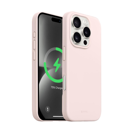 Crong Color Cover Magnetic - Silikon Case mit MagSafe für iPhone 16 Pro (zartrosa)