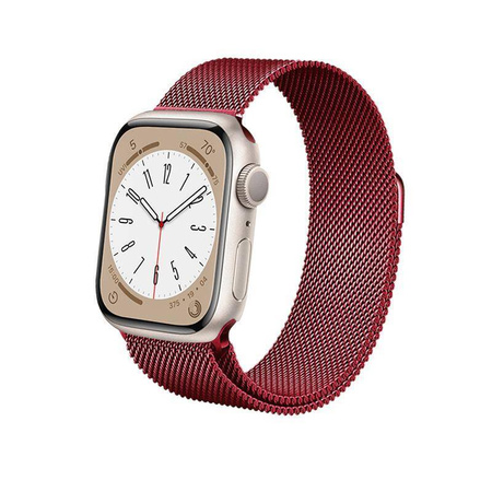 Crong Milano Steel – Bransoleta mediolańska do Apple Watch 38/40/41/42 mm (czerwony)