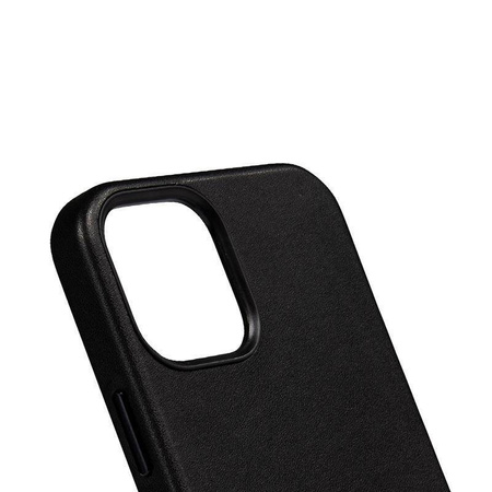 Crong Essential Cover Magnetic - kožené pouzdro MagSafe pro iPhone 12 / iPhone 12 Pro (černé)