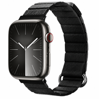 Crong Eclipse - Mágneses Bőr Apple Watch Szíj 44/45/46/49 mm (Fekete)