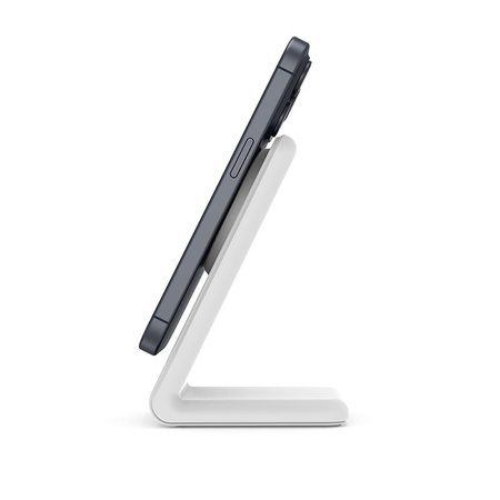 Crong MagSpot™ Stand - 2-in-1 drahtloses Ladegerät mit MagSafe für iPhone und AirPods (weiß)