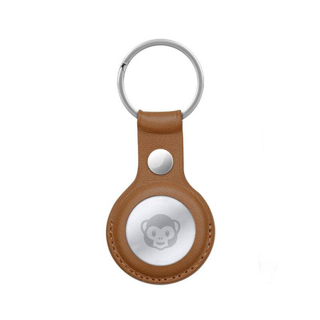 Etui Crong Leather Case with Key Ring do Apple AirTag 1/2 Skórzany Brelok Brązowy