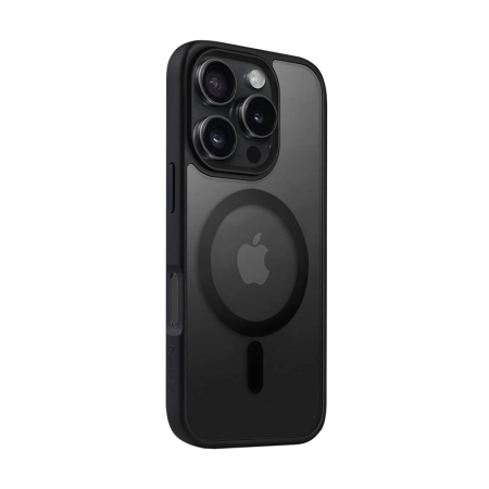 Crong Hybrid Frost MAG tok – MagSafe-fel rögzíthető iPhone 16 Próhoz (fekete)