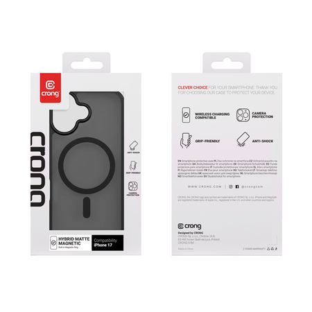 Etui CRONG Hybrid MATTE™ Magnetic MagSafe do iPhone 17 czarne