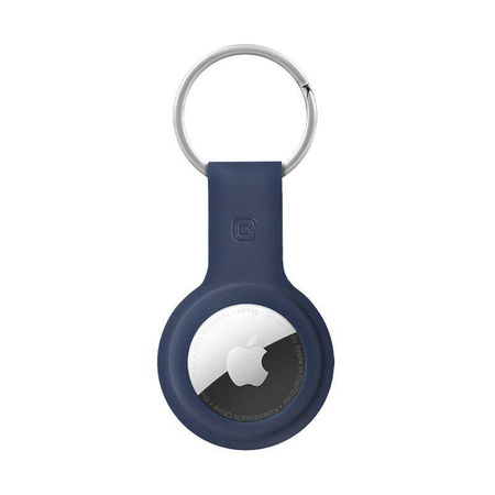 Crong Silikonhülle mit Schlüsselring – Schutzhülle mit Schlüsselanhänger für Apple AirTag 1/2 (marineblau)