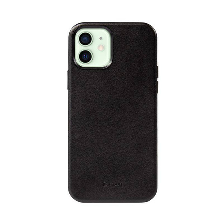 Crong Essential Cover Magnetic - Δερμάτινη θήκη για iPhone 12 / iPhone 12 Pro MagSafe (μαύρο)