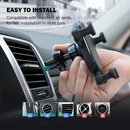 Uchwyt Samochodowy do Telefonu na Kratkę Nawiewu Crong Gravity Auto-Lock Car Holder Czarny