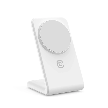 Crong MagSpot Stand - bezdrátová nabíječka 2 v 1 s MagSafe pro iPhone a AirPods (Snow White)