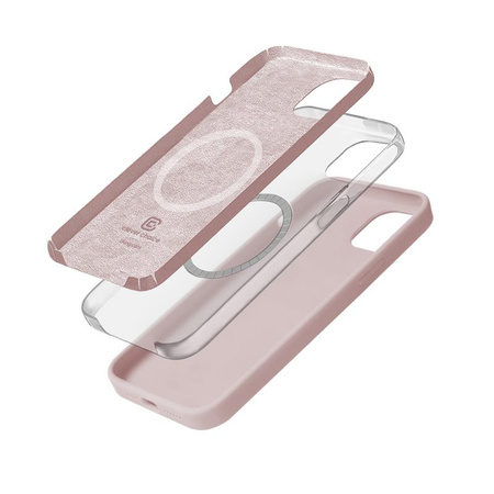 Etui Crong Color Cover Magnetic do iPhone 15 MagSafe Silikon Piaskowy Róż