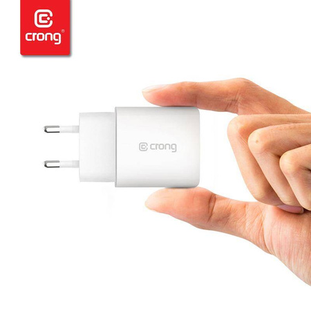 Szybka Ładowarka Sieciowa Crong Travel Charger USB C 20W Kostka Biała