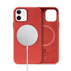 Crong Essential Cover Magnetic - iPhone 12 / iPhone 12 Pro MagSafe Ledertasche (rot)