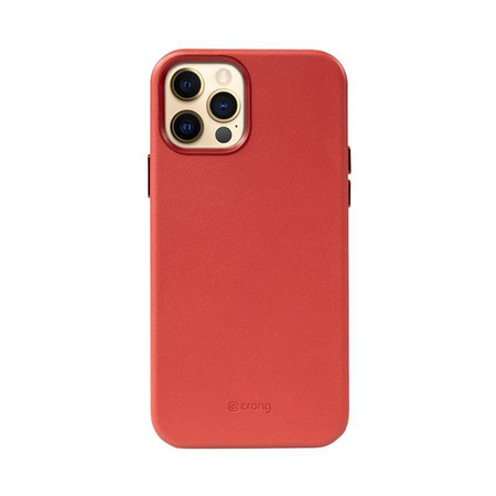 Crong Essential Cover - iPhone 12 / iPhone 12 Pro Öko-Lederhülle (rot)