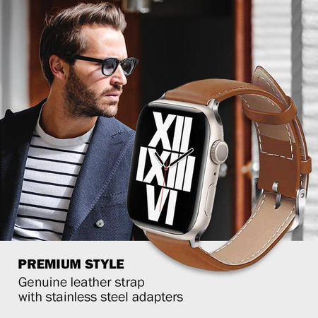 Curea Crong Noble - din piele naturală pentru Apple Watch 38/40/41/42 mm (mocha)