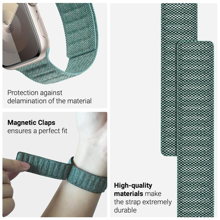 Pasek Crong Melange do Apple Watch 42/41/40/38 mm Turkusowy Melanż Magnetyczny