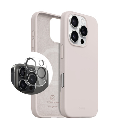 ZESTAW Color Cover Magnetic + Lens Shield do iPhone 16 Pro Max (piaskowy róż)