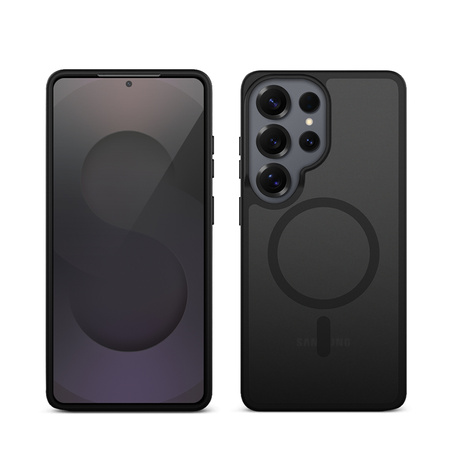 Crong Hybrid Matte Magnetic - MagSafe калъф за Samsung Galaxy S25 Ultra (черен)