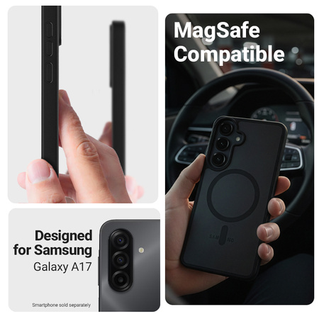 Crong Hybrid Matte Magnetic - MagSafe калъф за Samsung Galaxy A17 (черен)
