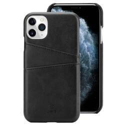 Etui Crong Neat Cover do iPhone 11 Pro Skórzane Czarne z Kieszeniami