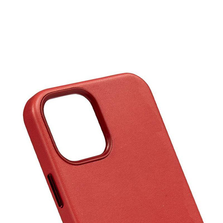 Crong Essential Cover Magnetic - iPhone 12 Pro Max MagSafe Ledertasche (rot)