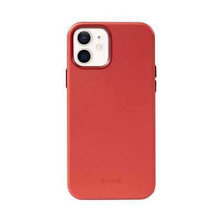 Crong Essential Cover Magnetic - kožené pouzdro MagSafe pro iPhone 12 / iPhone 12 Pro (červené)