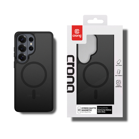 Hybridní matný magnetický kryt Crong - MagSafe pro Samsung Galaxy S26 Ultra (černý)