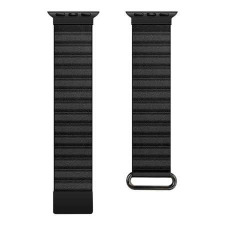 Crong Eclipse - Correa magnética de cuero para Apple Watch (44/45/46/49 mm, negra)